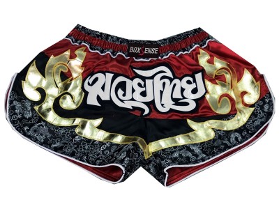 Pantaloncini Muay Thai RETRO BOXSENSE : BXSRTO-028-Rosso