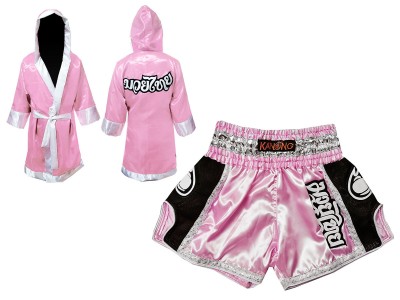 Vestaglia da Boxe Muay Thai e Pantaloncini Kickboxing : Model 208-Rosa