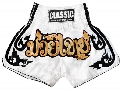 Pantaloncini Muay Thai Boxe Donna Classic : CLS-016 Bianca-W