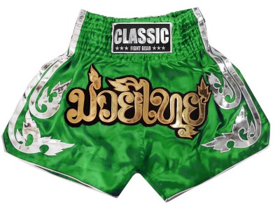 Pantaloncini de Muay Thai Boxe Classic : CLS-015 Verde