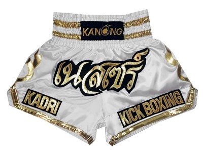 Pantaloncini Thai Boxe personalizzati : KNSCUST-1003 Bianco