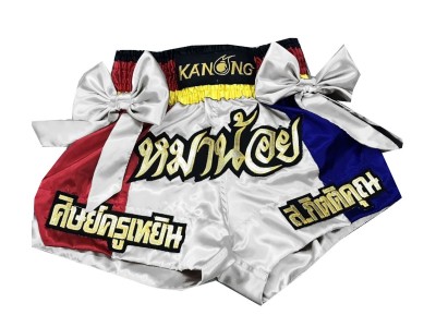 Pantaloncini Thai Boxe personalizzati : KNSCUST-1041 Bianco
