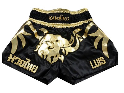 Pantaloncini Muay Thai Boxe  personalizzati : KNSCUST-1046 Nero