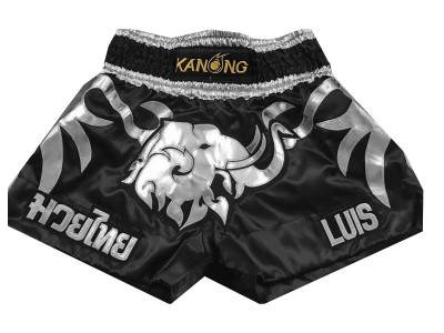 Pantaloncini Muay Thai Boxe personalizzati : KNSCUST-1047 Nero