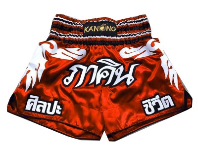Pantaloncini Muay Thai Boxe personalizzati : KNSCUST-1052 Rosso