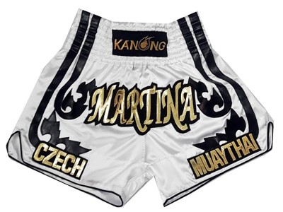 Pantaloncini Muay Thai Boxe personalizzati : KNSCUST-1064 Bianco