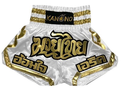 Pantaloncini Muay Thai Boxe personalizzati : KNSCUST-1065 Bianco