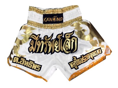 Pantaloncini Muay Thai Kick boxe personalizzati : KNSCUST-1071 Bianco