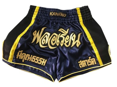 Pantaloncini Muay Thai Kick boxe personalizzati : KNSCUST-1076 Nero