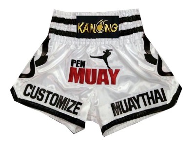 Pantaloncini Muay Thai personalizzati : KNSCUST-1114 Bianco