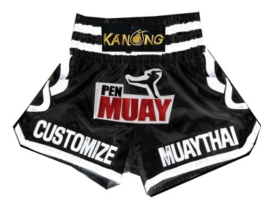 Pantaloncini Muay Thai personalizzati : KNSCUST-1115 Nero