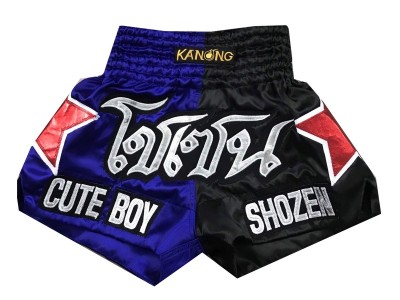 Pantaloncini Muay Thai personalizzati : KNSCUST-1123 Blu-Nero