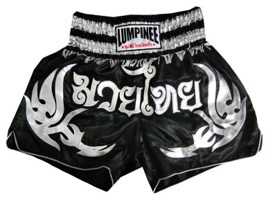 Pantaloncini Thai Kick Boxe Lumpinee : LUM-050-Nero-Argento