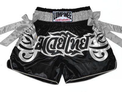 Pantaloncini Thai Kick Boxe Lumpinee : LUM-051-Nero-Argento