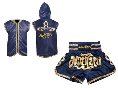 Felpe con cappuccio con zip da Boxe e Pantaloncini Muay Thai : Model 121-Marina