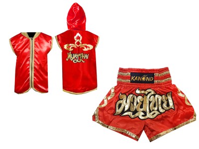 Felpe con cappuccio da Boxe e Pantaloncini Muay Thai : Model 121-Rosso