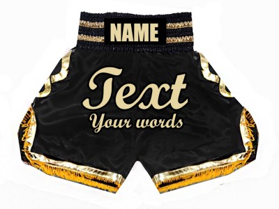 Pantaloncini da boxe personalizzati : KNBSH-023-Nero-Oro