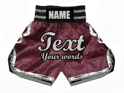Pantaloncini da boxe personalizzati : KNBSH-023-Marrone-Argento