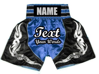 Pantaloncini da boxe personalizzati : KNBSH-024-Blu-Nero