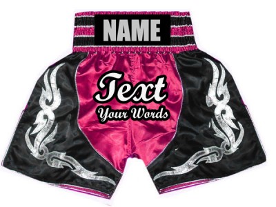 Pantaloncini da boxe personalizzati : KNBSH-024-rosa scuro-Nero