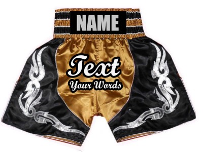 Pantaloncini da boxe personalizzati : KNBSH-024-Oro-Nero