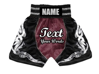 Pantaloncini da boxe personalizzati : KNBSH-024-Marrone-Nero