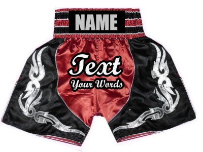 Pantaloncini da boxe personalizzati : KNBSH-024-Rosso-Nero