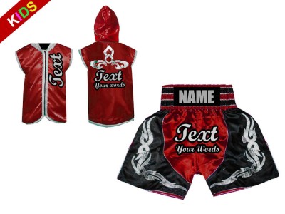 Felpe con cappuccio e Pantaloncini da boxe per Bambino : Rosso