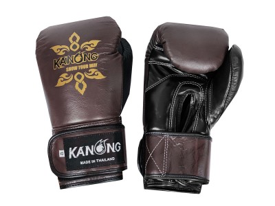 Guantoni boxe Kanong in vera pelle : Marrone/Nero