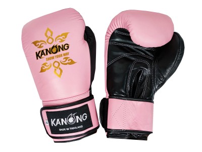 Guantoni boxe Kanong in vera pelle : Rosa/Nero