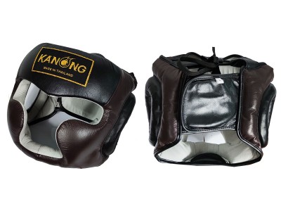 Casco di Boxe in vera pelle Kanong : Marrone/Nero