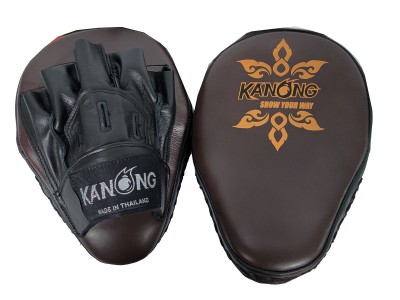 Colpitori Boxe Muay Thai professionale Kanong : Marrone/Nero (pelle bovina)