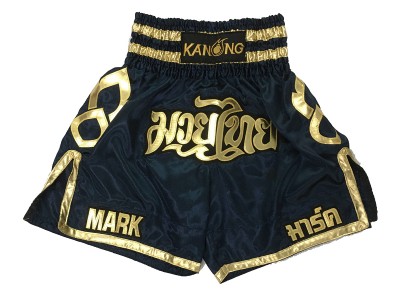 Pantaloncini da boxe satinati personalizzati : KNBXCUST-2001-Marina