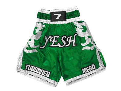 Pantaloncini da boxe satinati personalizzati : KNBXCUST-2033-Verde