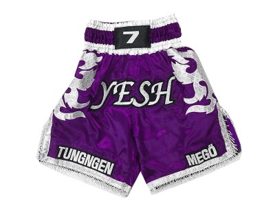 Pantaloncini da boxe satinati personalizzati : KNBXCUST-2033-Porpora