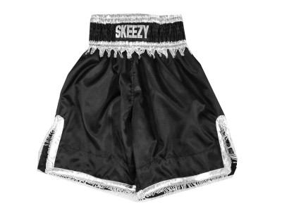 Pantaloncini da boxe satinati personalizzati : KNBXCUST-2034-Nero