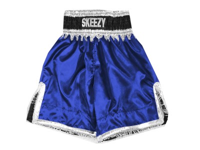 Pantaloncini da boxe satinati personalizzati : KNBXCUST-2034-Blu
