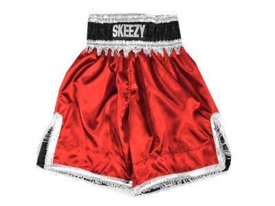 Pantaloncini da boxe satinati personalizzati : KNBXCUST-2034-Rosso