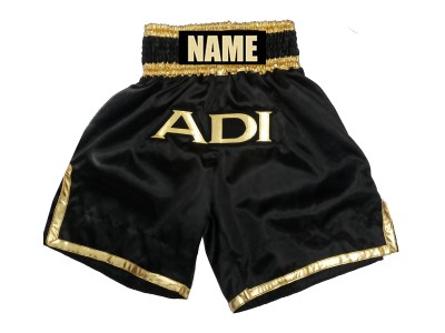 Pantaloncini da boxe satinati personalizzati : KNBXCUST-2036-Nero