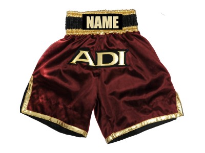 Pantaloncini da boxe satinati personalizzati : KNBXCUST-2036-Marrone