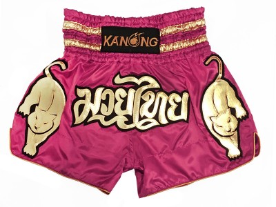 Pantaloncini Muay Thai Kanong : KNS-135-rosa scuro