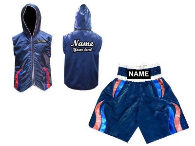 Felpe con cappuccio e Pantaloncini da boxe : Blu marino a righe