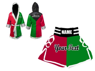 Vestaglia da Boxe e Pantaloncini da boxe : Nero/Verde/Rosso