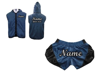 Felpe con cappuccio da Boxe e Pantaloncini Muay Thai : Model 202 Retro Blu marino