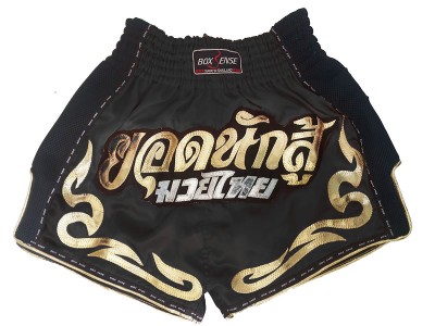 Pantaloncini Muay Thai Retro Boxsense : BXSRTO-027-Nero