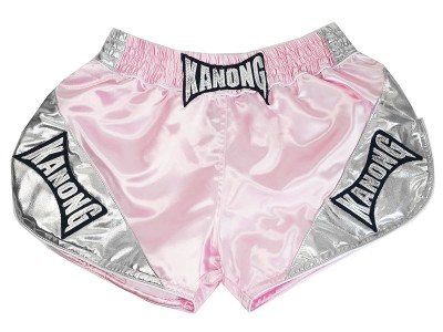 Pantaloncini Retro Muay Thai Donna Kanong : KNSRTO-201-Rosa-Argento