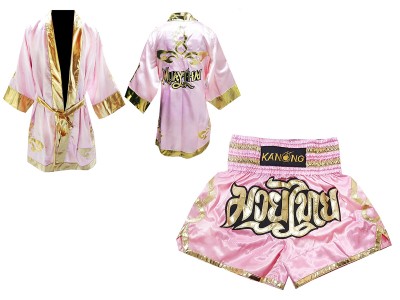 Vestaglia da Boxe Muay Thai KANONG e Pantaloncini Muay Thai : Model 121-Rosa