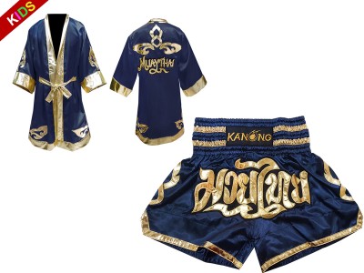 Vestaglia da Boxe Muay Thai KANONG e Pantaloncini Muay Thai per Bambino : Model 121-Marina