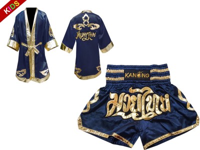 Vestaglia da Boxe Muay Thai Kanong e Pantaloncini Muay Thai per Bambino : Model 121-Marina